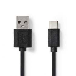 Lightning Kabel, USB 2.0, Apple Lightning, 8-stifts, USB-C™ Hane, 480  Mbps, Guldplaterad, 1.00 m, Rund, PVC, Vit